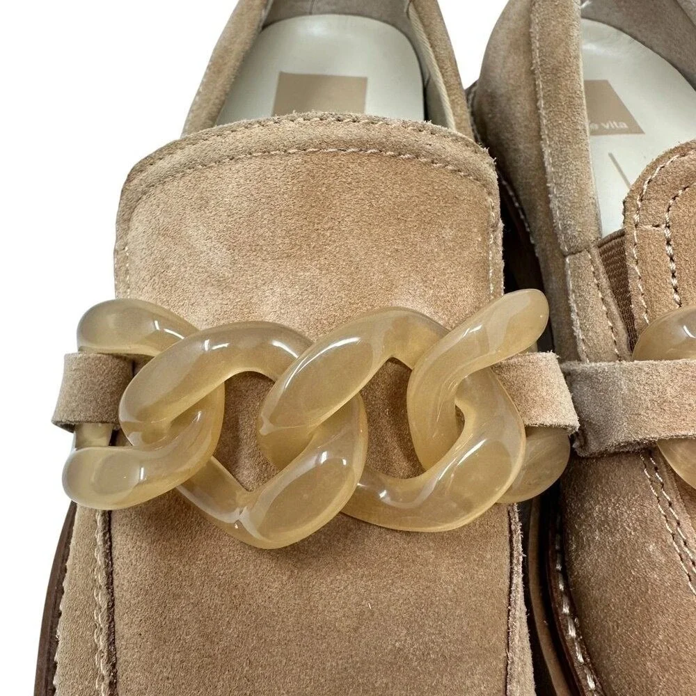 Dolce Vita Shalan Curb Link Loafer‎ - Toffee Suede - Women's size 8.5